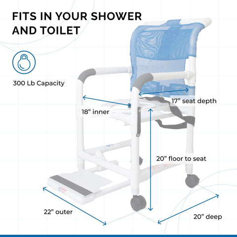 Solid Padded Seat Replacement for Rolling Shower Chair with Drop Arms –  Fields Outdoor Supplies